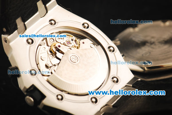 Audemars Piguet Royal Oak Offshore Chronograph Swiss Valjoux 7750 Automatic Movement Steel Case with White Dial and Black Leather Strap - Click Image to Close